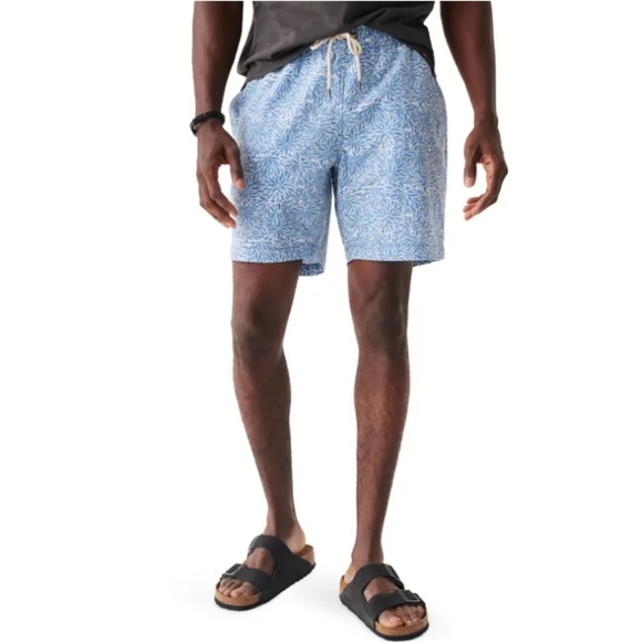313. Faherty Beacon Swim Trunks | Colors: Blue Waters Frond Print - Picture 1 of 10